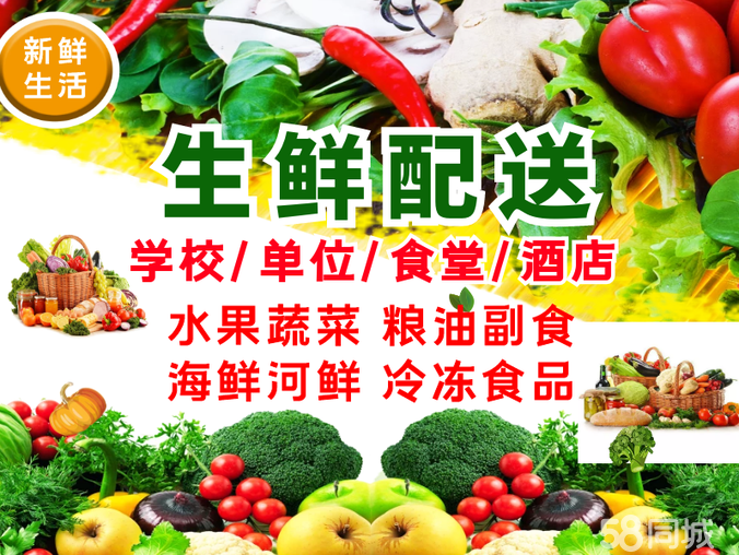 专业蔬菜配送批发生鲜配送送菜粮油鲜肉农副产品海鲜冻品、工厂食堂食材配送
